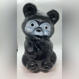 Vtg Reliable Blow Mold Plastic Black Bear Cub Coin Bank Mid Century | 10.5” H